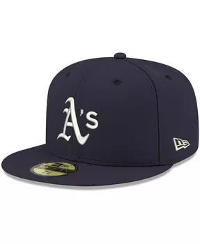 Мужская темно-синяя приталенная шляпа с логотипом Oakland Athletics, белая 59FIFTY New Era
