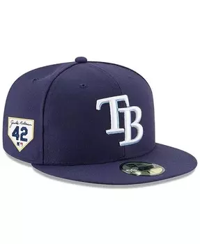Мужская темно-синяя приталенная шляпа Tampa Bay Rays 2023 Jackie Robinson Day 59FIFTY New Era, синий