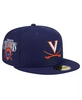 Мужская темно-синяя приталенная шляпа Virginia Cavaliers Throwback 59Fifty New Era, синий
