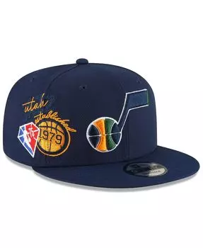 Мужская темно-синяя регулируемая кепка Utah Jazz Back Half 9FIFTY Snapback New Era