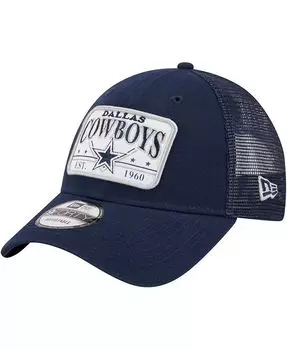 Мужская темно-синяя регулируемая шляпа Dallas Cowboys Plate 9FORTY Trucker New Era, синий