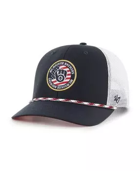 Мужская темно-синяя регулируемая шляпа Milwaukee Brewers Union с нашивкой Trucker '47 Brand