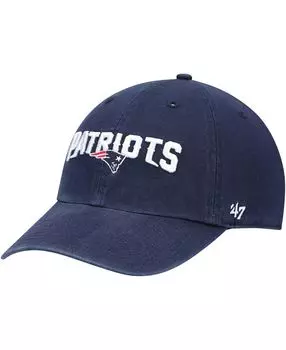 Мужская темно-синяя регулируемая шляпа с альтернативным логотипом New England Patriots Clean Up '47 Brand
