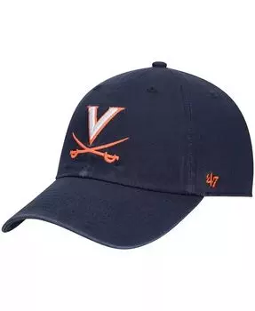 Мужская темно-синяя регулируемая шляпа с логотипом Virginia Cavaliers Clean Up '47 Brand, синий