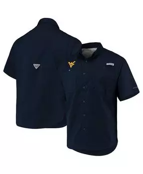 Мужская темно-синяя рубашка на пуговицах West Virginia Mountaineers PFG Tamiami Omni-Shade Columbia, синий