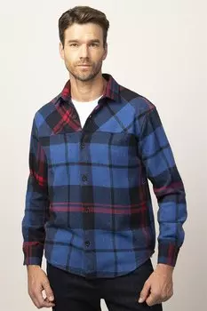 Мужская темно-синяя рубашка в клетку Relax Fit Lumberjack с вставками спереди TUDORS