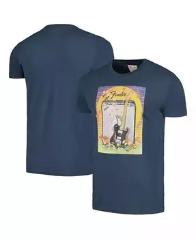 Мужская темно-синяя рваная футболка Fender Brass Tacks Guitar American Needle, синий