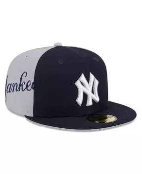 Мужская темно-синяя/серая облегающая шляпа New York Yankees Gameday Sideswipe 59Fifty New Era, синий