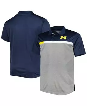 Мужская темно-синяя, серая рубашка-поло michigan wolverines big and tall Profile, мульти