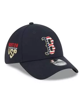 Мужская темно-синяя шляпа Boston Red Sox 4 июля 39THIRTY Flex Fit, 2023 г. New Era