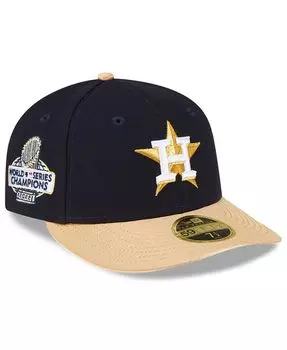 Мужская темно-синяя шляпа Houston Astros 2023 Gold Collection Low Profile 59FIFTY приталенная шляпа New Era