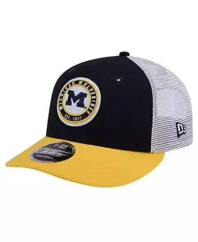 Мужская темно-синяя шляпа Michigan Wolverines Throwback Circle Patch 9FIFTY Trucker Snapback Hat New Era, синий