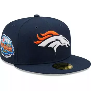 Мужская темно-синяя шляпа New Era Denver Broncos 2004 Pro Bowl с боковой нашивкой оранжевого цвета, 59FIFY, приталенная шляпа