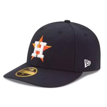 Мужская темно-синяя шляпа New Era Houston Astros Home Authentic Collection для поля с низким профилем 59FIFTY Облегающая шляпа