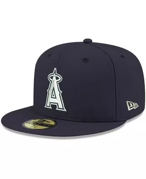 Мужская темно-синяя шляпа с логотипом Los Angeles Angels, белая 59FIFTY, приталенная шляпа New Era
