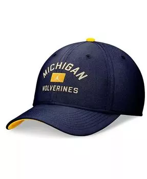 Мужская темно-синяя шляпа с логотипом Michigan Wolverines Primetime Swoosh Flex Jordan, синий