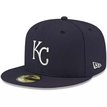 Мужская темно-синяя шляпа с логотипом New Era Kansas City Royals 59FIFTY 59FIFTY