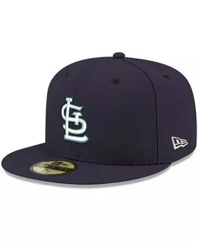 Мужская темно-синяя шляпа с логотипом St. Louis Cardinals белая 59FIFTY приталенная шляпа New Era