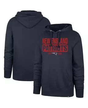 Мужская темно-синяя толстовка с капюшоном new england patriots box out headline '47 Brand, синий