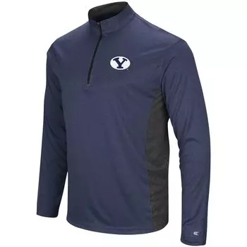 Мужская темно-синяя ветровка с застежкой-молнией на четверть с надписью BYU Cougars Audible Colosseum