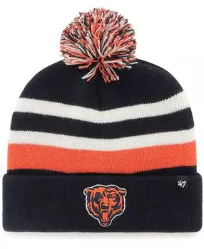 Мужская темно-синяя вязаная шапка Chicago Bears State Line с манжетами и помпоном '47 Brand