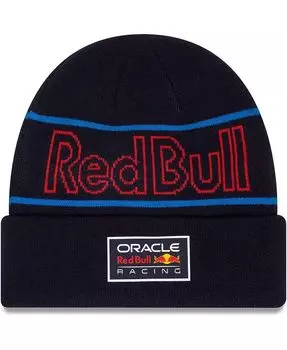 Мужская темно-синяя вязаная шапка с манжетами Red Bull Racing New Era, синий