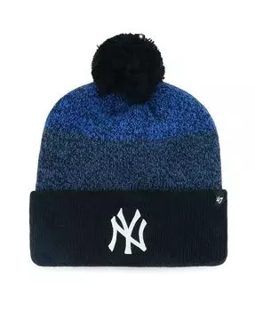 Мужская темно-синяя вязаная шапка с манжетами и помпоном New York Yankees Darkfreeze '47 Brand, синий