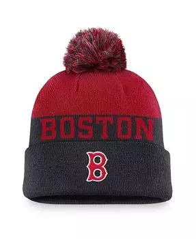 Мужская темно-синяя вязаная шапка с манжетами и помпоном Boston Red Sox Rewind Peak Nike, синий