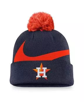 Мужская темно-синяя вязаная шапка с манжетами и помпоном Houston Astros Swoosh Peak Nike, синий