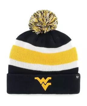 Мужская темно-синяя вязаная шапка с манжетами и помпоном '47 West Virginia Mountaineers '47 Brand