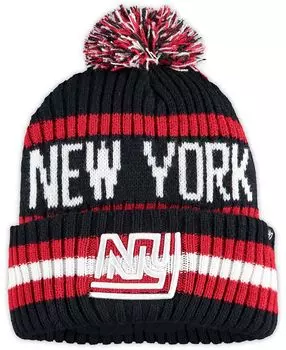 Мужская темно-синяя вязаная шапка с манжетами и помпоном New York Giants Legacy Bering '47 Brand