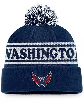 Мужская темно-синяя вязаная шапка Washington Capitals в винтажном стиле Sport Resort с манжетами и помпоном Fanatics, синий