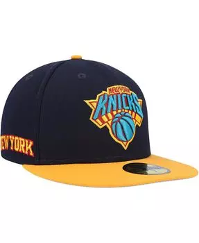 Мужская темно-синяя, золотистая приталенная шляпа New York Knicks Midnight 59FIFTY New Era