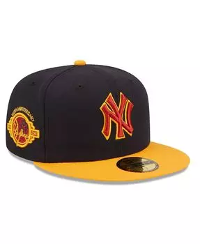 Мужская темно-синяя, золотистая приталенная шляпа с логотипом New York Yankees Primary 59FIFTY New Era
