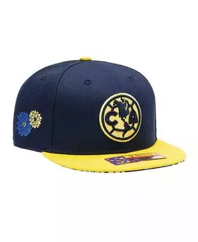 Мужская темно-синяя золотистая шляпа Club America Flor De Muerto Snapback Fan Ink, синий