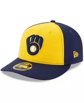 Мужская темно-желтая бейсболка Milwaukee Brewers Alternate 2020 Authentic Collection On-Field с низким профилем приталенного кроя New Era