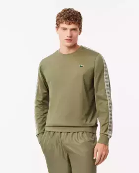Мужская теннисная толстовка из ткани рипстоп интерлок Lacoste, цвет Verde Militar