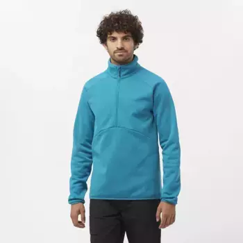 Мужская теплая толстовка Salomon Essential с застежкой-молнией на половину длины, синий
