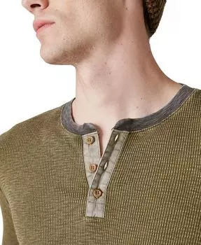 Мужская термобелье Henley с кислотной стиркой и контрастной планкой Lucky Brand, зеленый