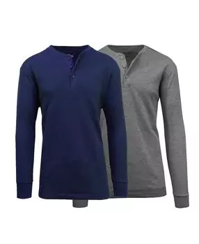 Мужская термофутболка henley с длинным рукавом, упаковка из 2 шт. Galaxy By Harvic, мульти