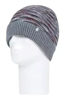 Мужская термовязаная шапка на зиму Heat Holders, серый