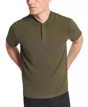 Мужская текстурированная хлопковая толстовка с воротником-бомбером Performance Henley Kenneth Cole, зеленый
