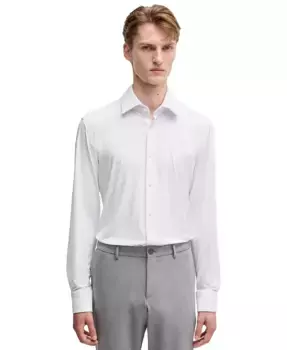 Мужская текстурированная классическая рубашка Performance Slim-Fit Hugo Boss, белый