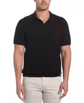 Мужская текстурированная вязаная поло с коротким рукавом и отложным воротником Johnny Collar Cubavera, черный