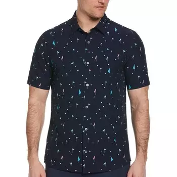 Мужская тканая рубашка на пуговицах с короткими рукавами и принтом флага для гольфа Grand Slam, цвет Peacoat