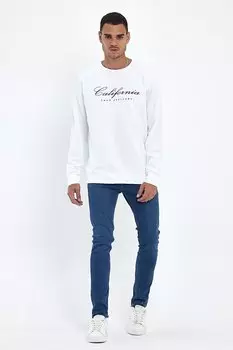 Мужская толстая толстая толстовка с круглым вырезом, удобная посадка, 3 нити, с принтом «Калифорния» spr24sw28 Sperlife, белый