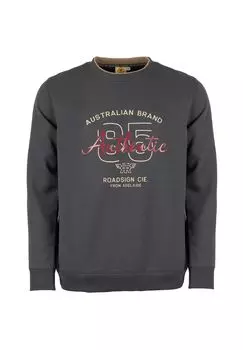 Мужская толстовка Authentic с ребристыми манжетами на двойной подкладке, крупным принтом-логотипом, тканью с начесом на внутренней стороне ROADSIGN australia, антарцитовый