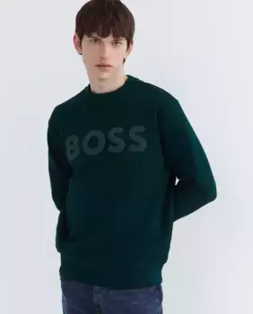 Мужская толстовка без капюшона Boss, зеленый