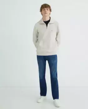 Мужская толстовка без капюшона на молнии 1/4 Tommy Hilfiger, цвет Crema