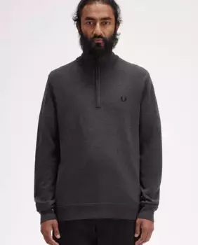 Мужская толстовка без капюшона на полумолнии Fred Perry, серый